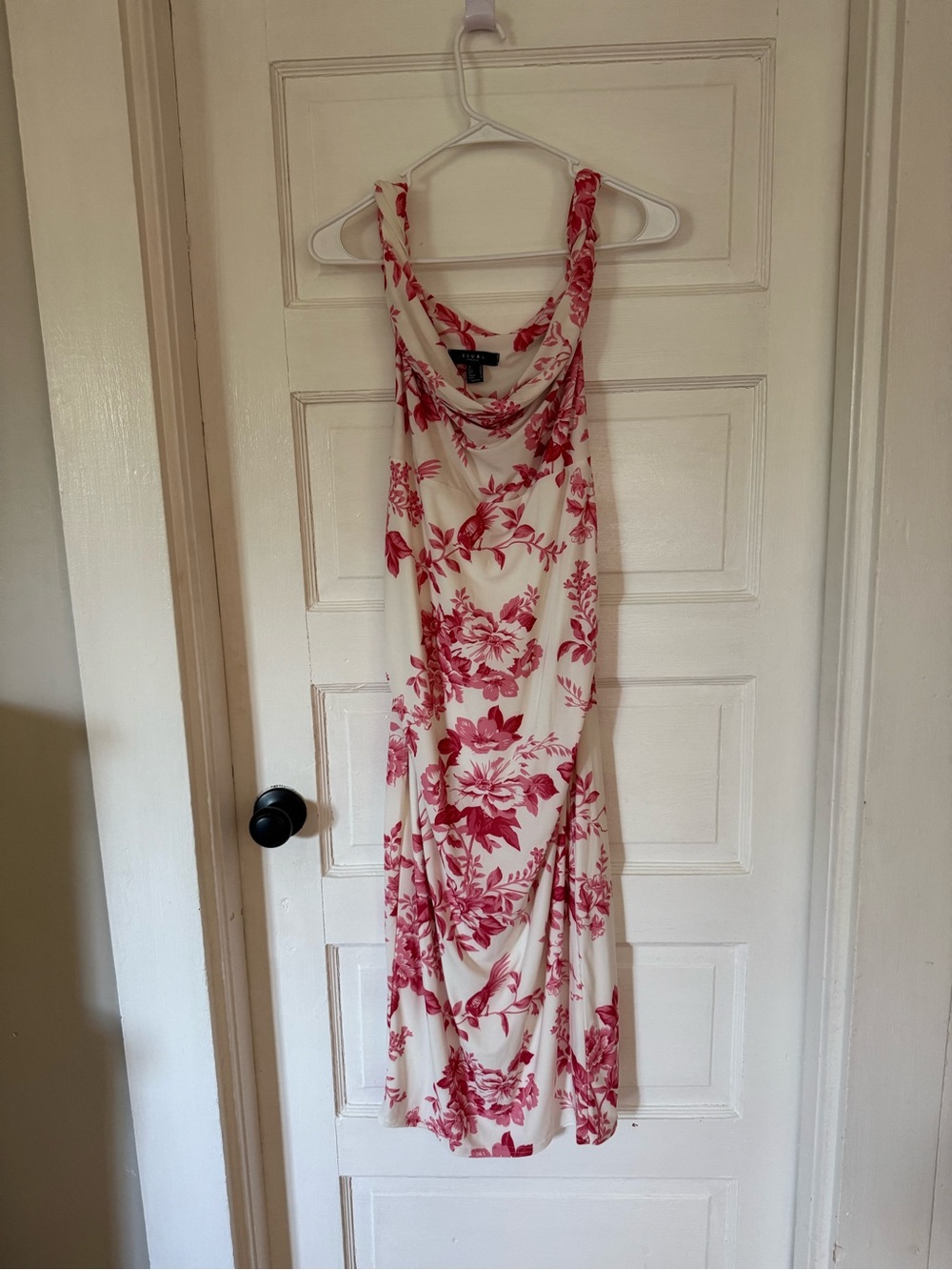 Club L London Cream Midi Dress with Pink Floral Print